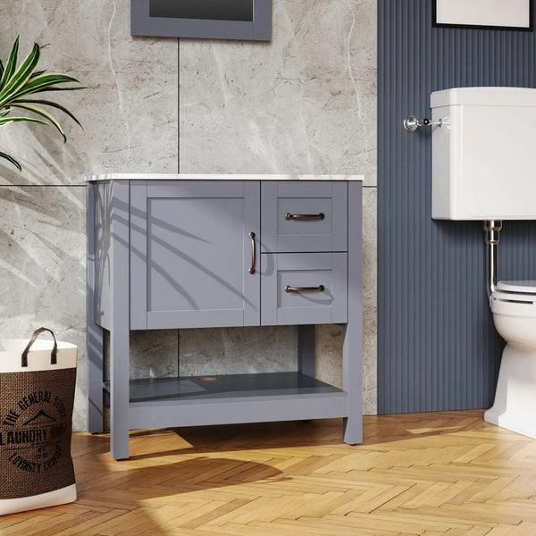 Bathroom Vanity With Mirror And Top Only - Gray, photo 2 of 4