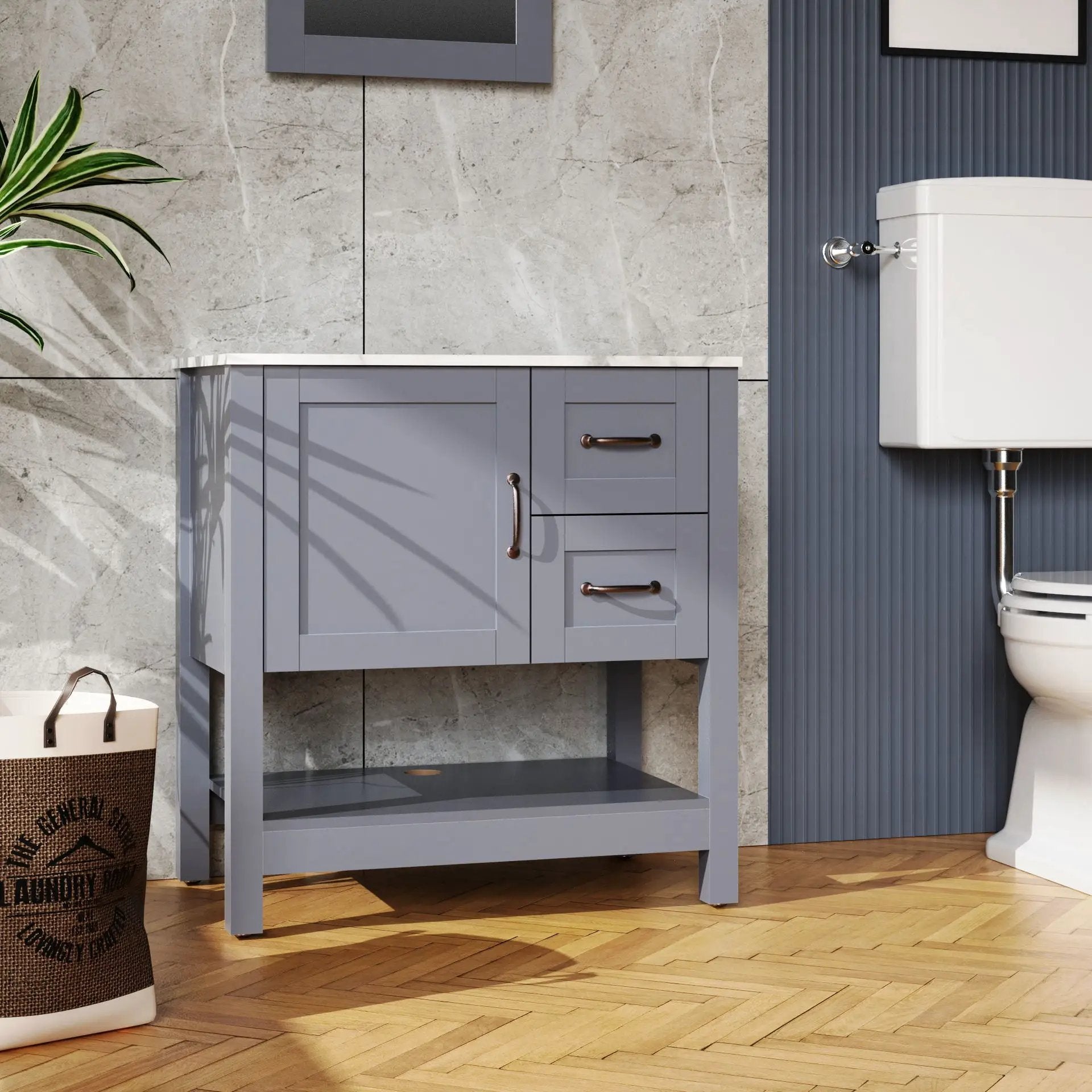 Bathroom Vanity With Mirror And Top Only - Gray by Unique Piece Furniture