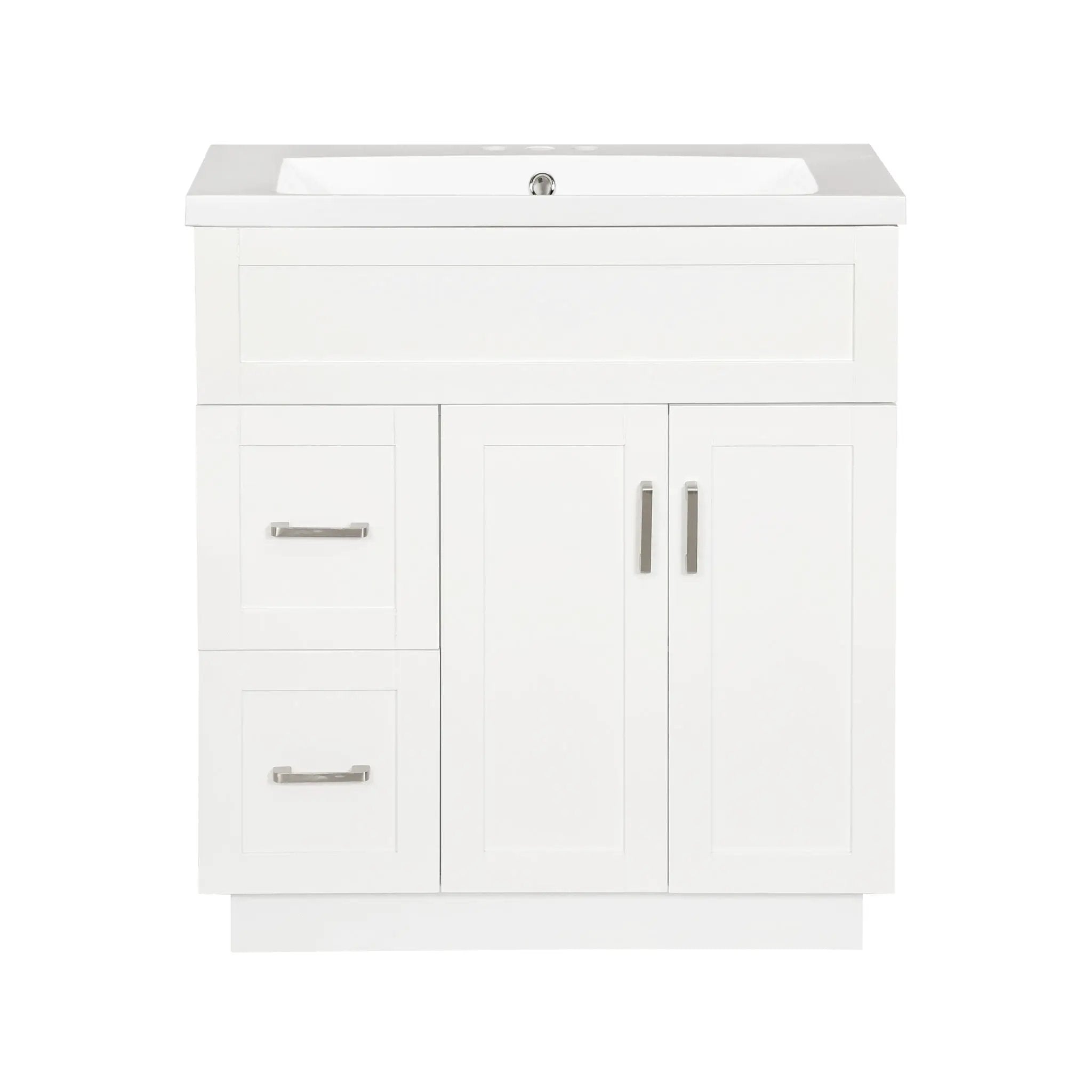 Bathroom Vanity With 2 Doors, 2 Drawers, Adjustable Shelf, Hidden Slides & Soft Close Hinges