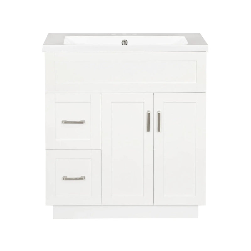 Bathroom Vanity With 2 Doors, 2 Drawers, Adjustable Shelf, Hidden Slides & Soft Close Hinges