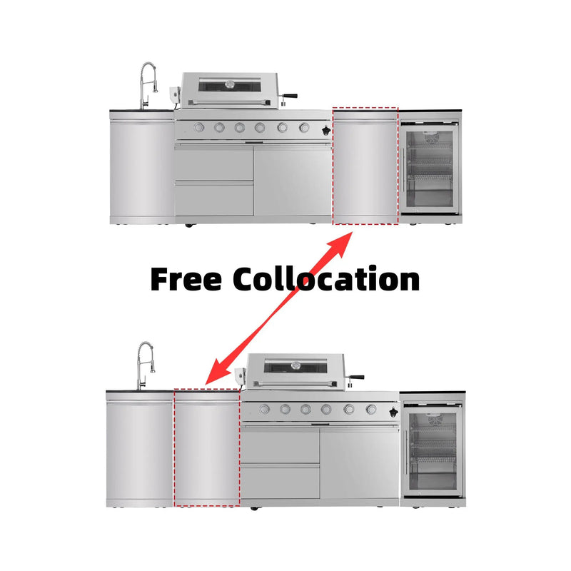 104" 4-Burner 72,000 BTU Silver Outdoor Kitchen Island Grill with Storage Cabinets & Drawers by Chery Industrial