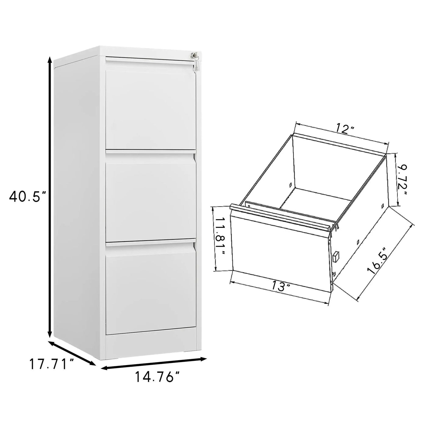 Durable Metal 3 Drawer File Cabinet With Lock For Office Storage by HouseOfZazla
