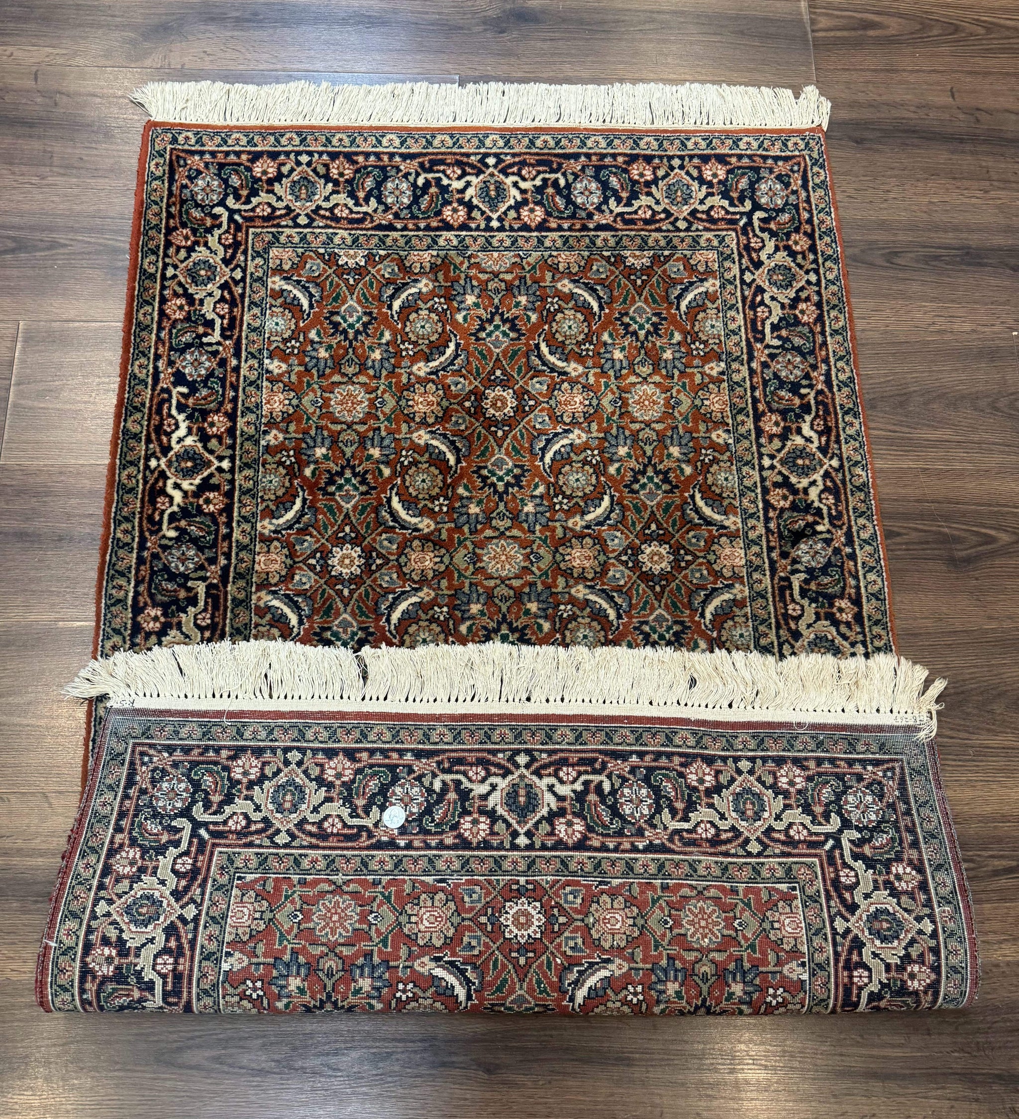 Indo Persian Bijar Rug 3x5, Red and Navy Blue, Allover Pattern, Fine Hand Knotted Wool Carpet by Jewel Rugs