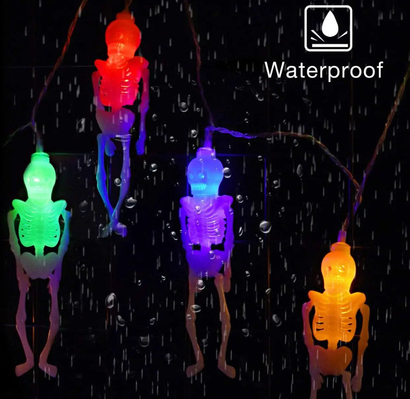 10Ft Solar Powered Skeleton Lights Halloween String Lights -20LEDs 2 Lighting Modes by Outdoor Solar Outlet