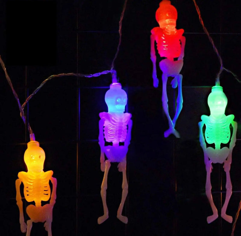 10Ft Solar Powered Skeleton Lights Halloween String Lights -20LEDs 2 Lighting Modes by Outdoor Solar Outlet