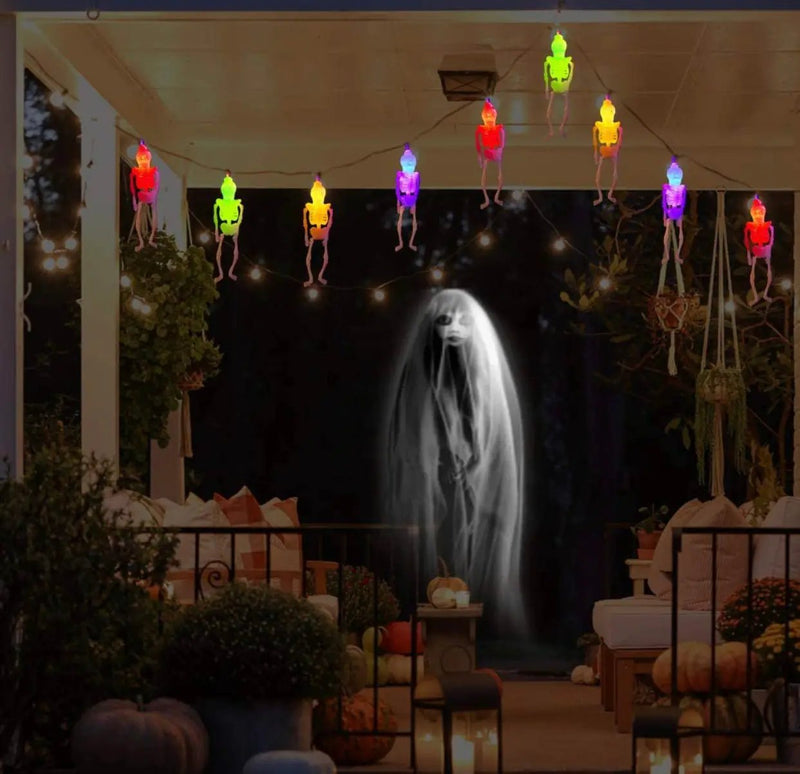 10Ft Solar Powered Skeleton Lights Halloween String Lights -20LEDs 2 Lighting Modes by Outdoor Solar Outlet