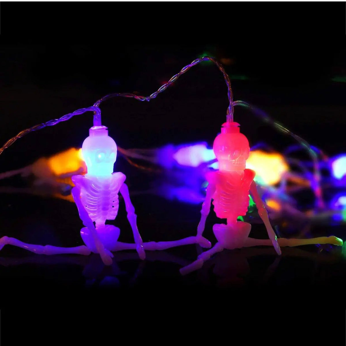 10Ft Solar Powered Skeleton Lights Halloween String Lights -20LEDs 2 Lighting Modes by Outdoor Solar Outlet