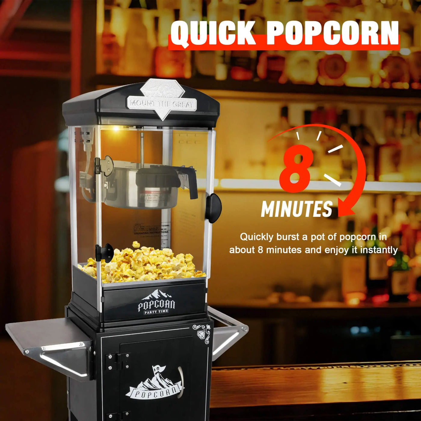 Premium 10OZ Portable Kettle Popcorn Maker Machine With Cart (SAK42196) by SAKSBY WHOLESALE