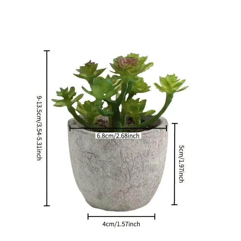 10pcs Mini Artificial Succulent Set - Modern Plastic Faux Plants in Gray Concrete Pots for Home Decor, Garden, Fish Tank, and Bonsai Decoration by House Of Avana
