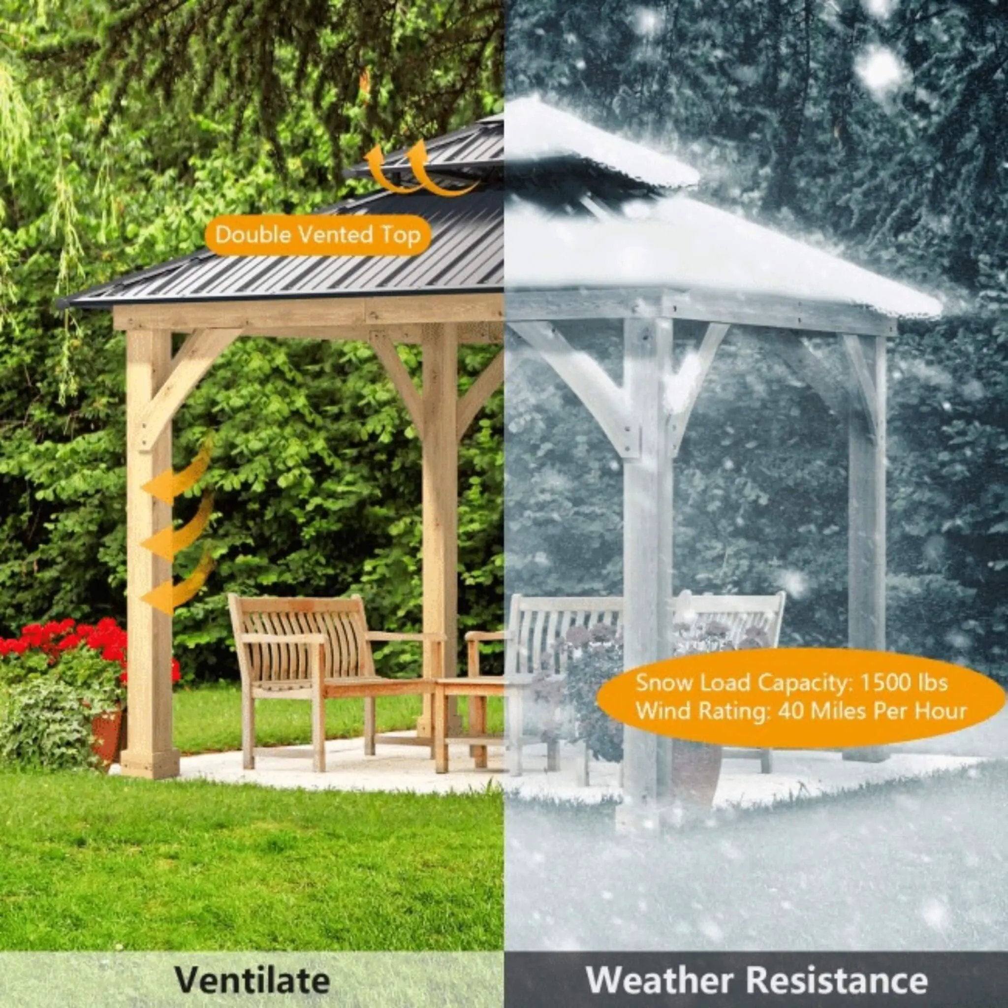 [10X10FT] Alora Premium Outdoor Patio Hardtop Gazebo With Double Steel Roof (SAK01291) by SAKSBY WHOLESALE