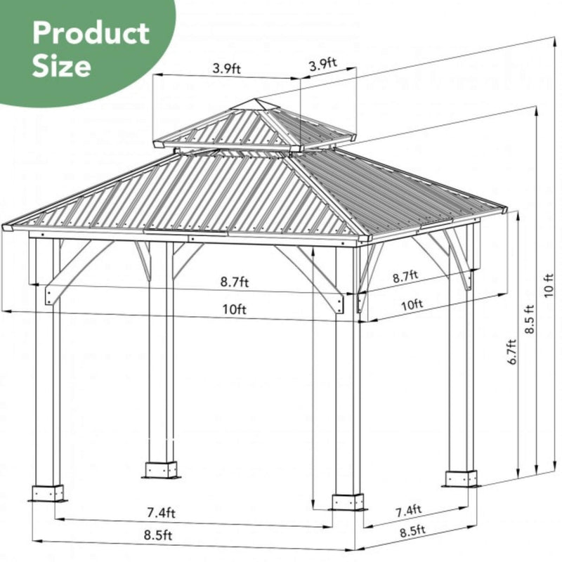[10X10FT] Alora Premium Outdoor Patio Hardtop Gazebo With Double Steel Roof (SAK01291) by SAKSBY WHOLESALE
