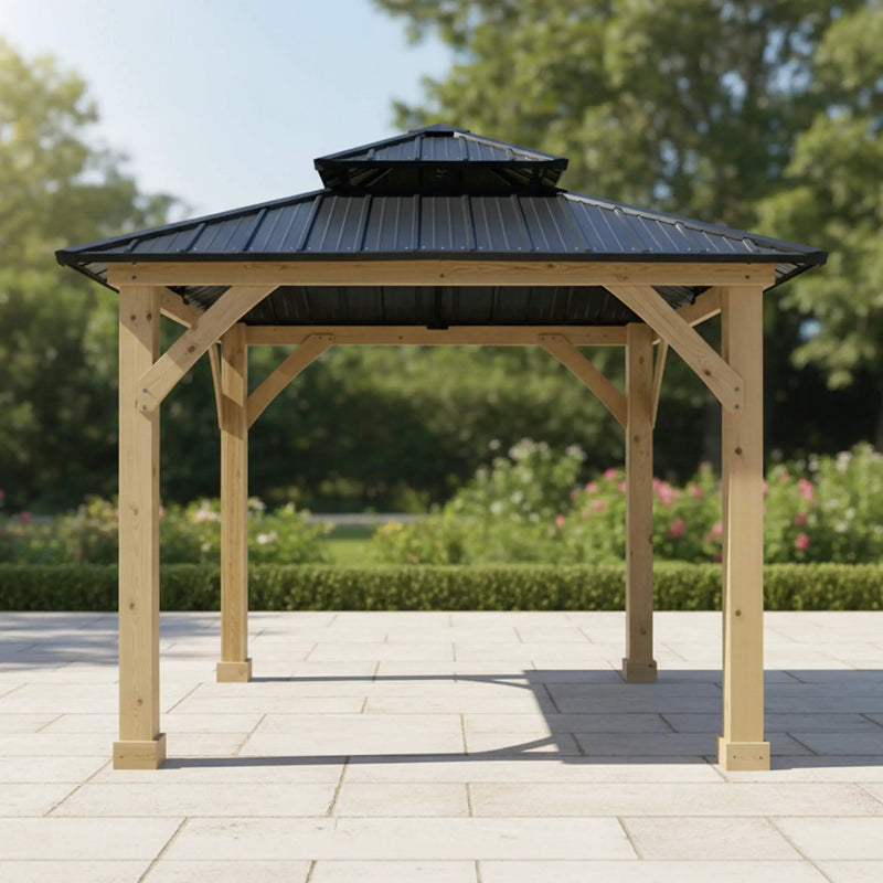 [10X10FT] Alora Premium Outdoor Patio Hardtop Gazebo With Double Steel Roof (SAK01291) by SAKSBY WHOLESALE