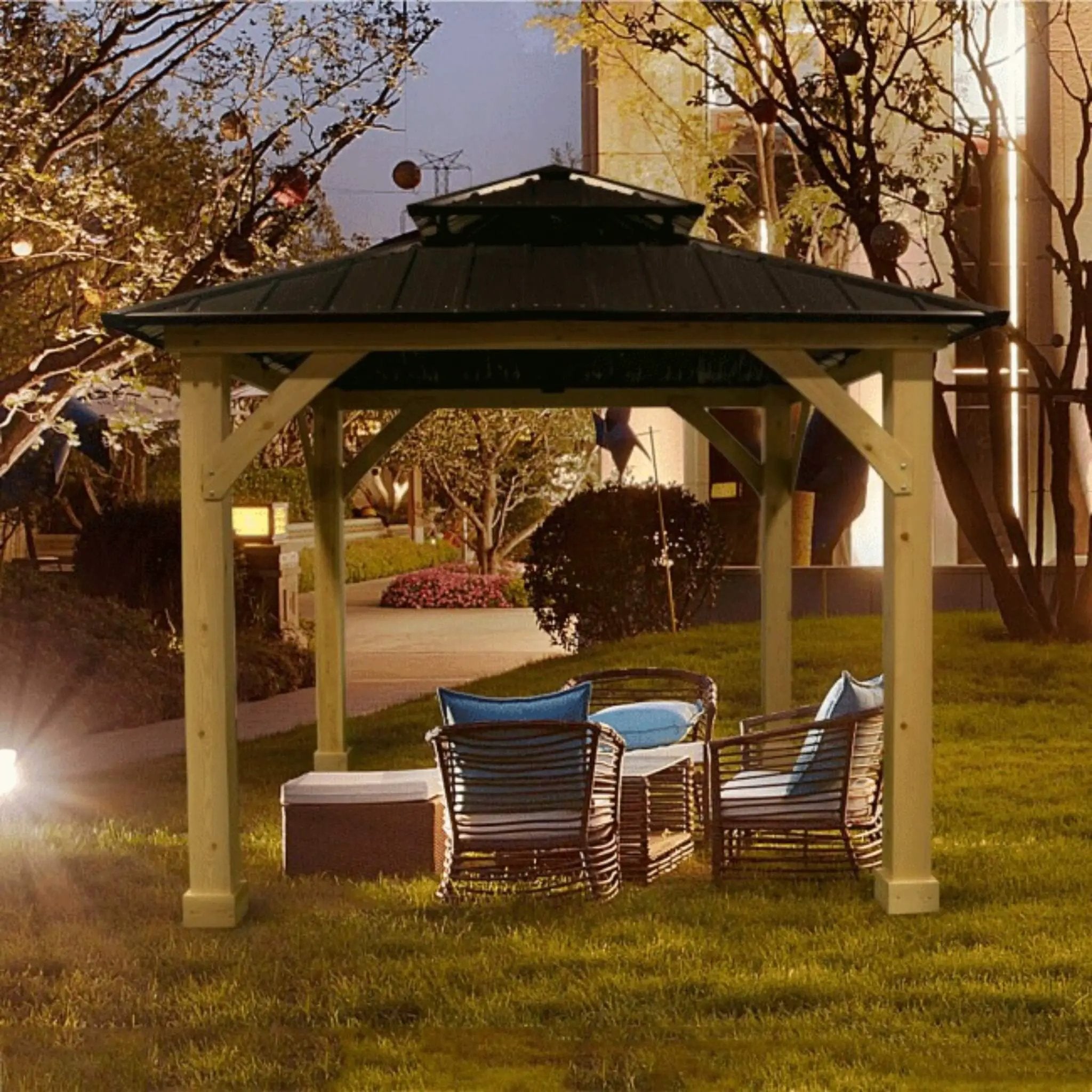 [10X10FT] Alora Premium Outdoor Patio Hardtop Gazebo With Double Steel Roof (SAK01291) by SAKSBY WHOLESALE