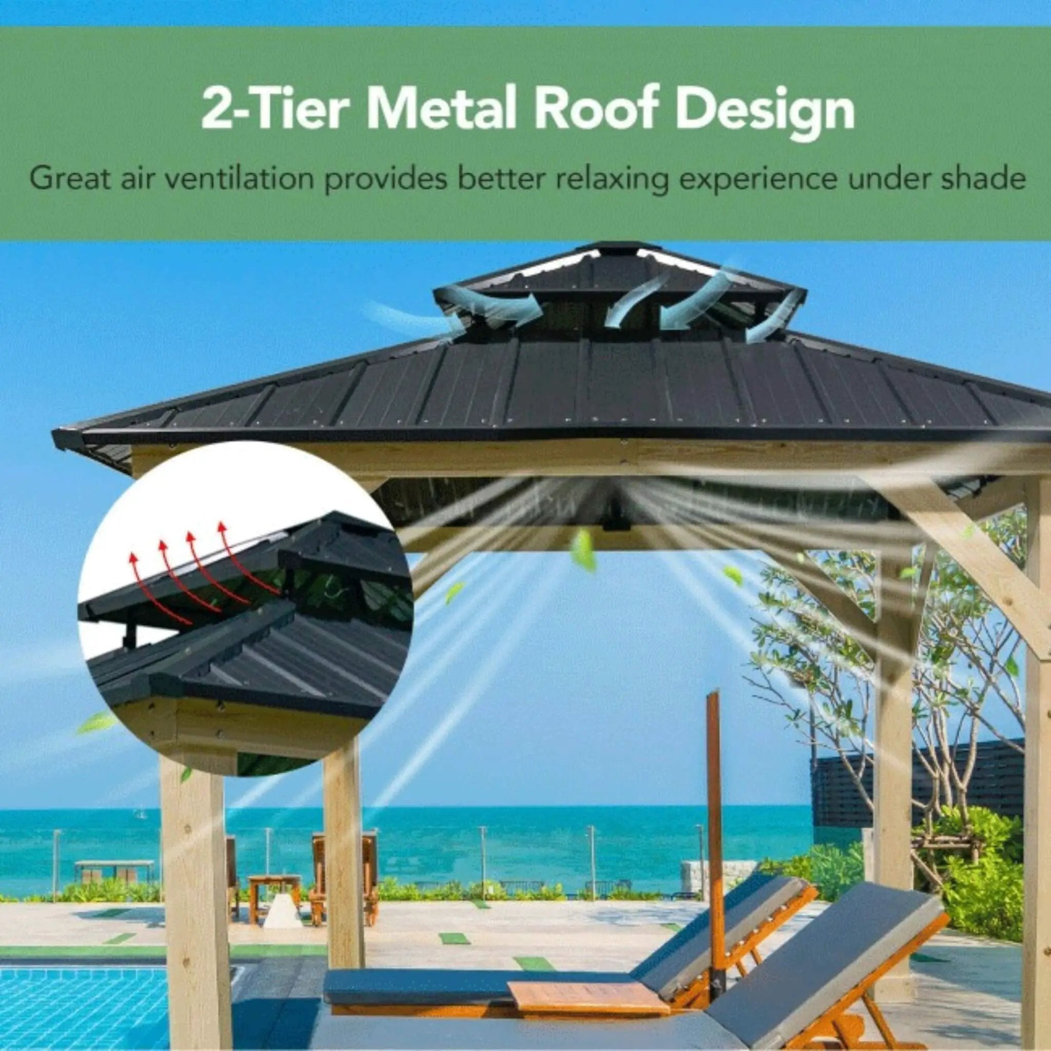 [10X10FT] Alora Premium Outdoor Patio Hardtop Gazebo With Double Steel Roof (SAK01291) by SAKSBY WHOLESALE