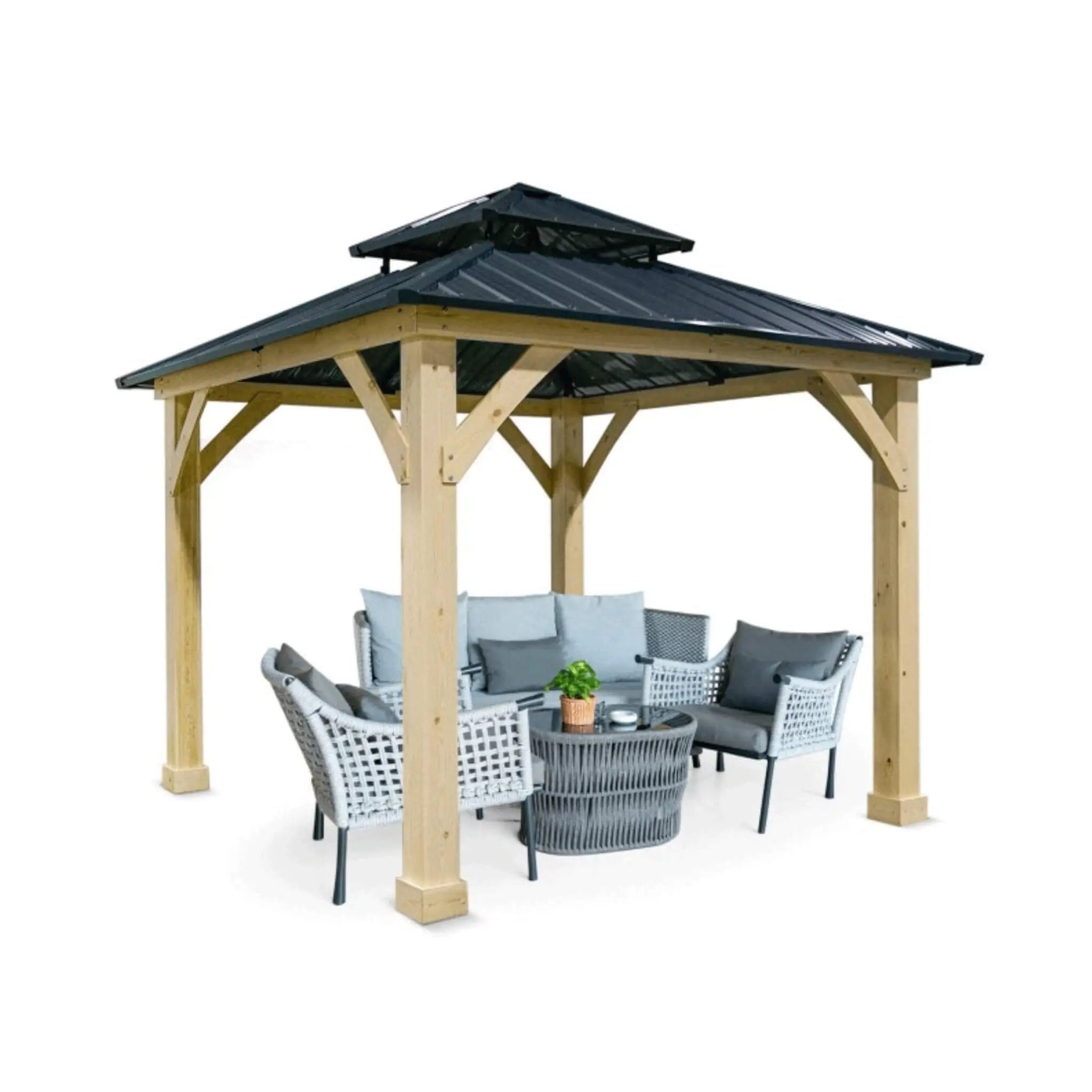 [10X10FT] Alora Premium Outdoor Patio Hardtop Gazebo With Double Steel Roof (SAK01291) by SAKSBY WHOLESALE