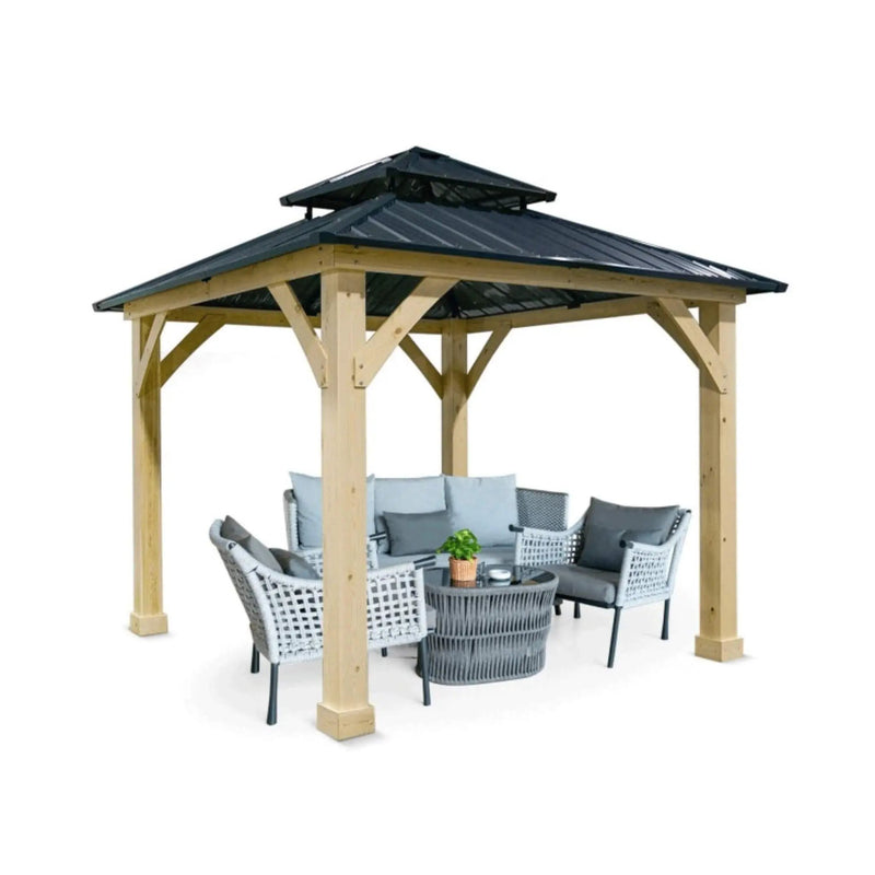 [10X10FT] Alora Premium Outdoor Patio Hardtop Gazebo With Double Steel Roof (SAK01291) by SAKSBY WHOLESALE