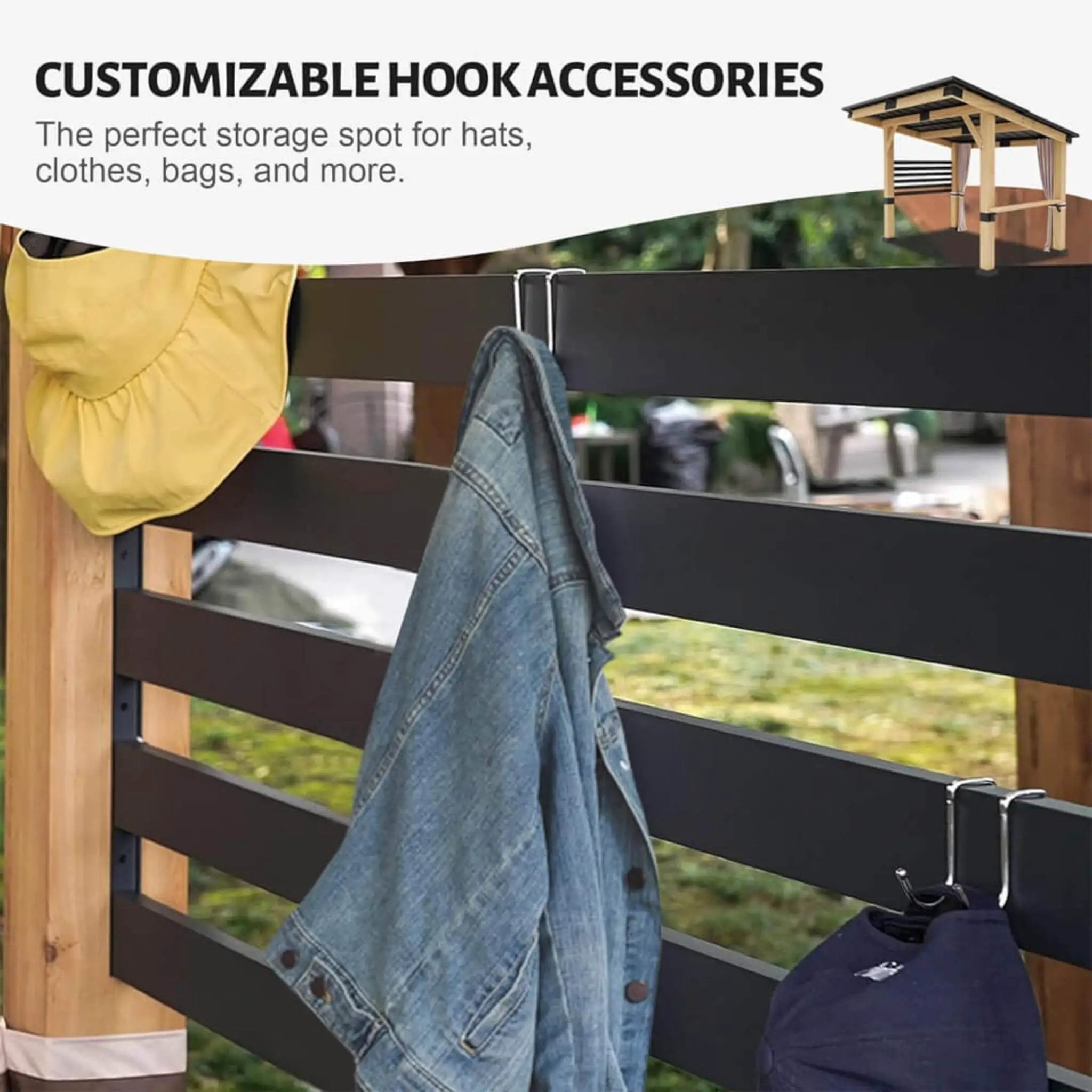 [10X12FT] Alora Heavy-Duty Premium Outdoor All-Season Wooden Cedar Hardtop Gazebo With Metal Roof & Back Curtains (SAK57184) by SAKSBY WHOLESALE
