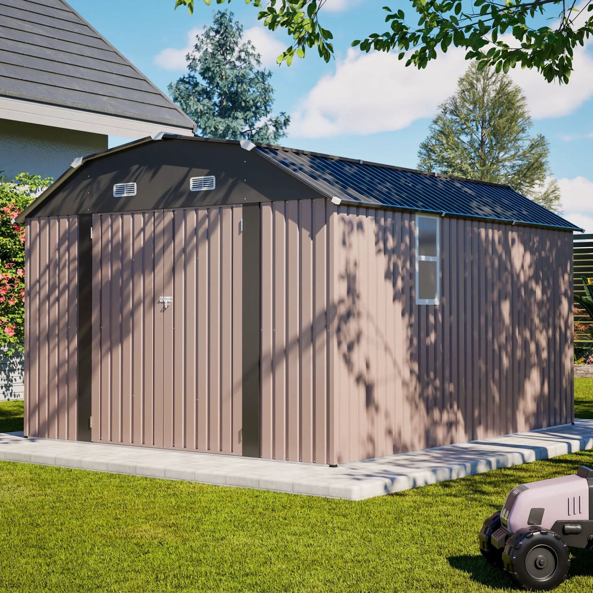 [10X12FT] Alora Heavy-Duty Outdoor Metal Storage Shed With Floor (SAK91820) by SAKSBY WHOLESALE