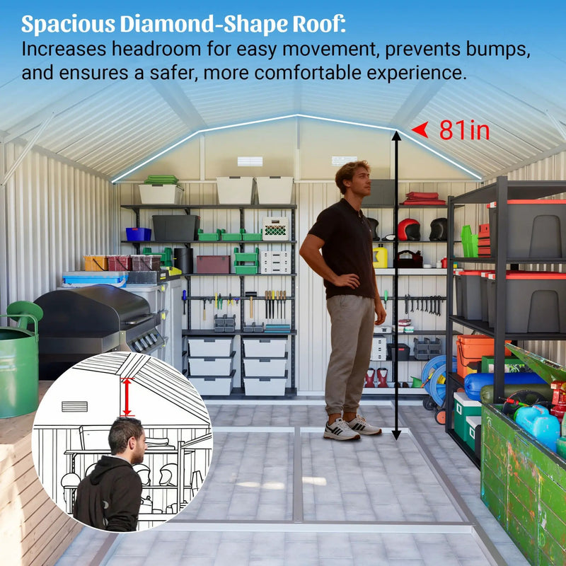 [10X12FT] Alora Heavy-Duty Outdoor Metal Storage Shed With Floor (SAK91820) by SAKSBY WHOLESALE