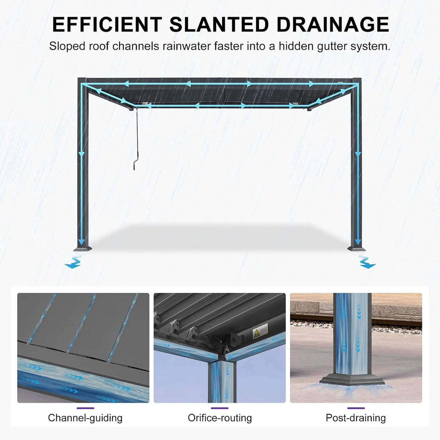 [10X12FT] Modern Wall-Mounted Louvered Pergola With Aluminum Frame (SAK45912) by SAKSBY WHOLESALE