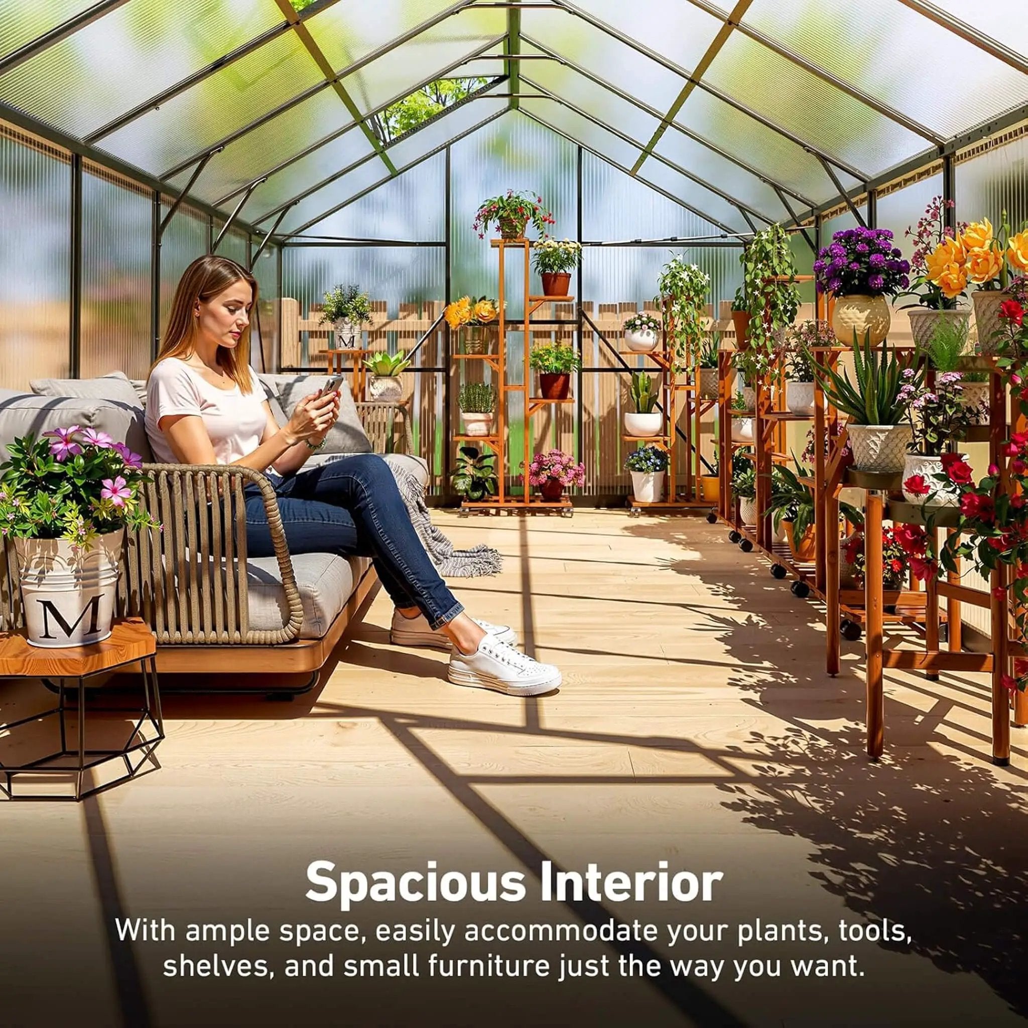 [10X12FT] Outdoor Polycarbonate Aluminum Greenhouse With UV Protection And Thermometer (SAK59183) by SAKSBY WHOLESALE