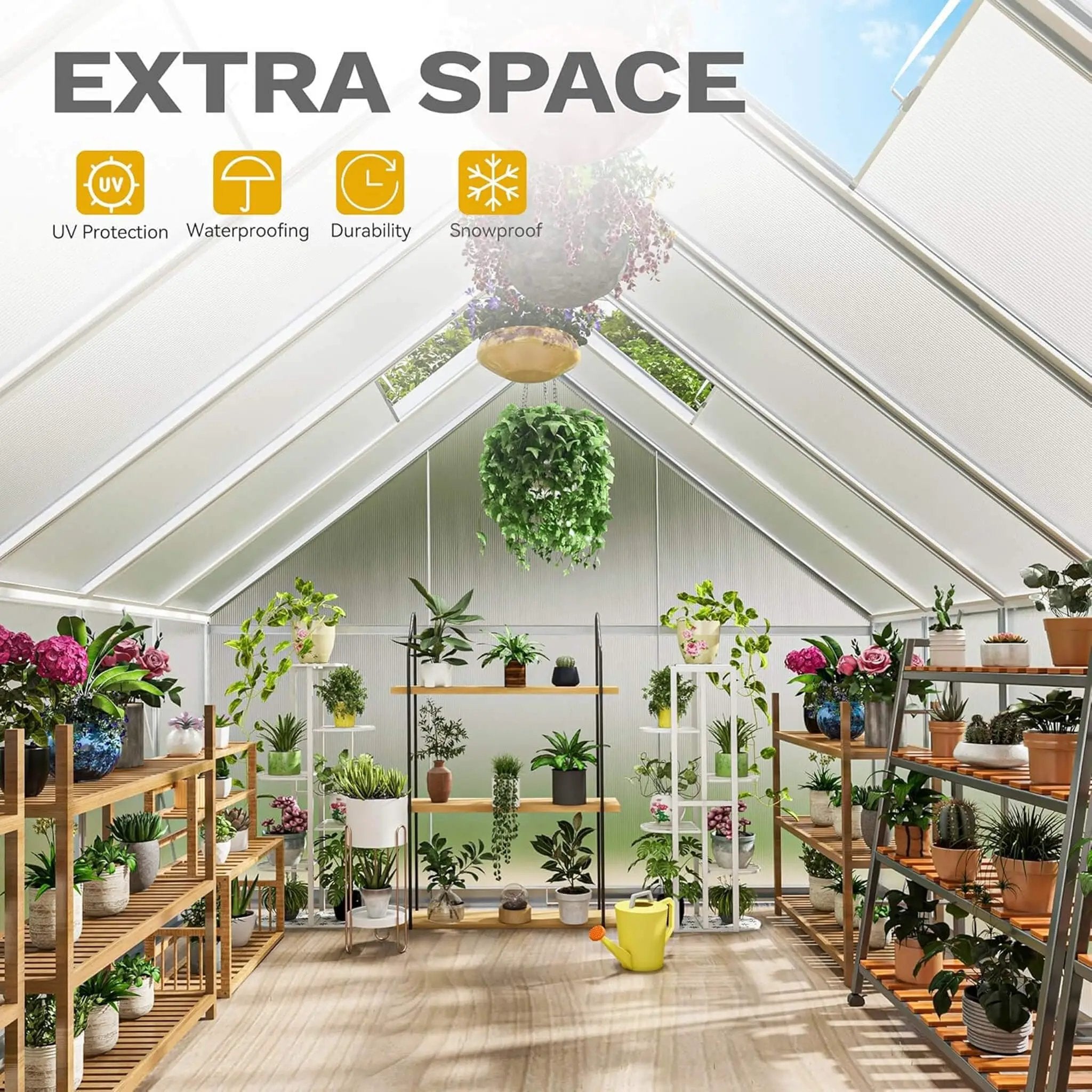 [10X12FT] Large Polycarbonate Walk-In Garden Greenhouse With Vent Window, 4MM (SAK71528) by SAKSBY WHOLESALE