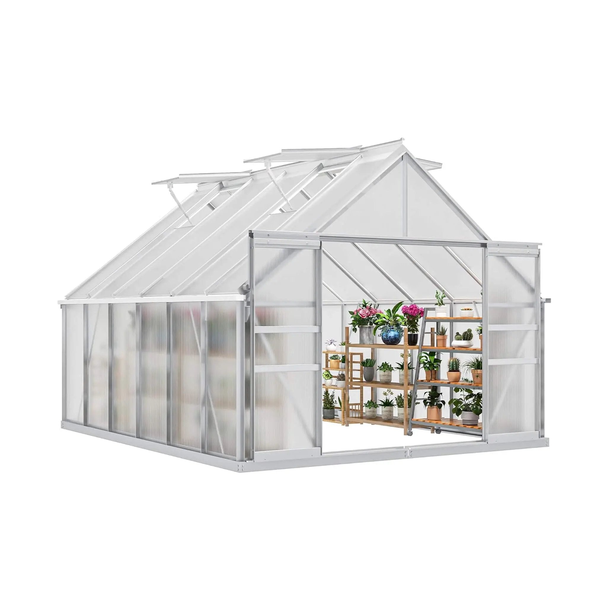 [10X12FT] Large Polycarbonate Walk-In Garden Greenhouse With Vent Window, 4MM (SAK71528) by SAKSBY WHOLESALE