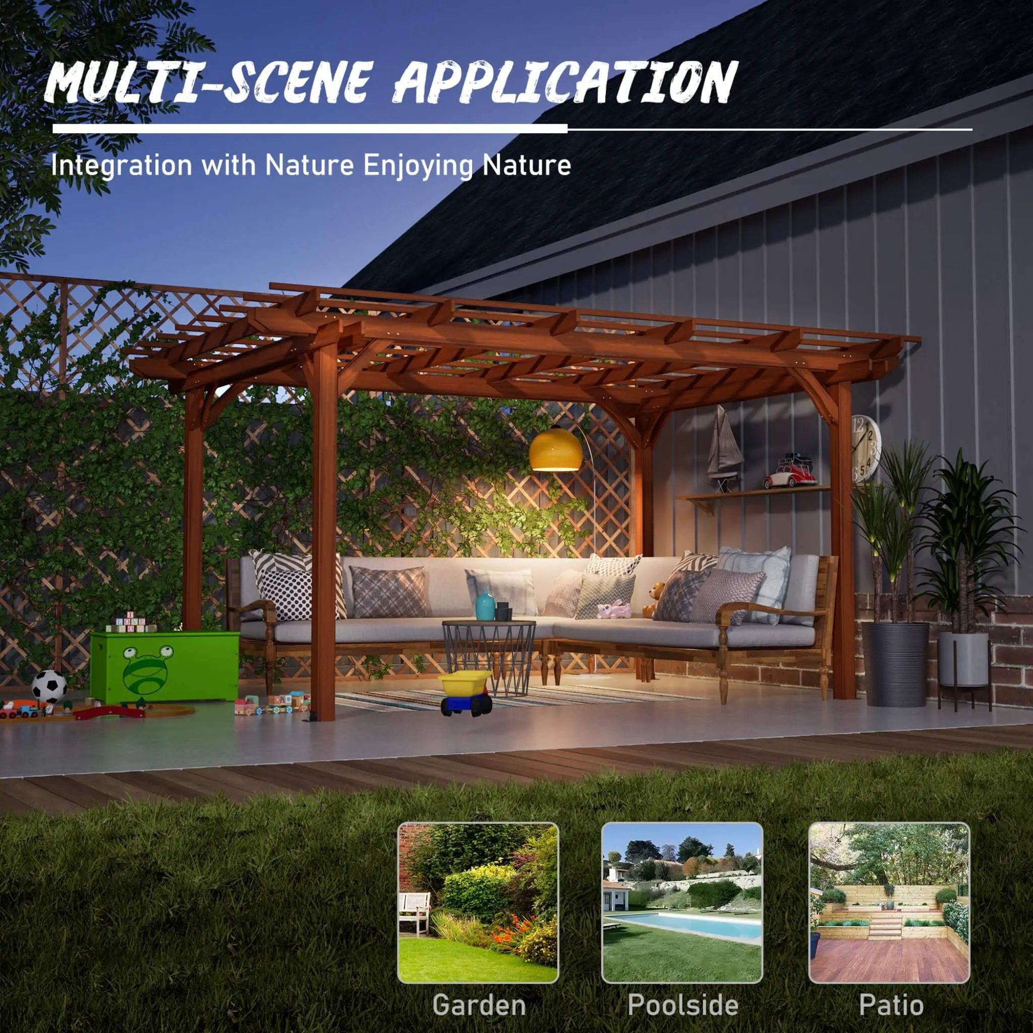 [10X12FT] Alora Premium Extra Large Outdoor Weather-Resistant Wooden Grape Pergola (SAK16278) by SAKSBY WHOLESALE