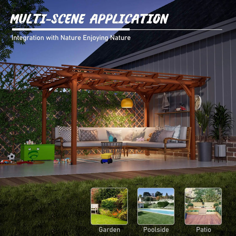 [10X12FT] Alora Premium Extra Large Outdoor Weather-Resistant Wooden Grape Pergola (SAK16278) by SAKSBY WHOLESALE