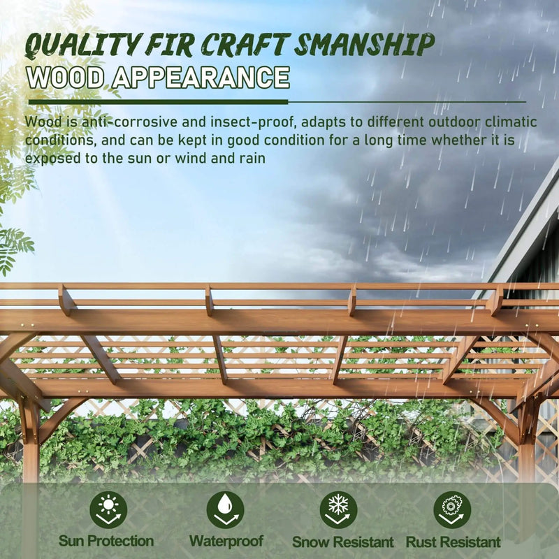 [10X12FT] Alora Premium Extra Large Outdoor Weather-Resistant Wooden Grape Pergola (SAK16278) by SAKSBY WHOLESALE