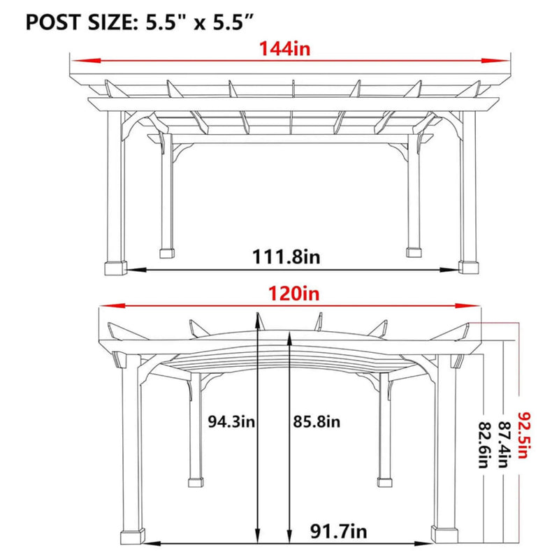 [10X12FT] Alora Premium Outdoor All-Season Backyard Patio Cedar Wood Gazebo Pergola With Arched Roof (SAK42915) by SAKSBY WHOLESALE