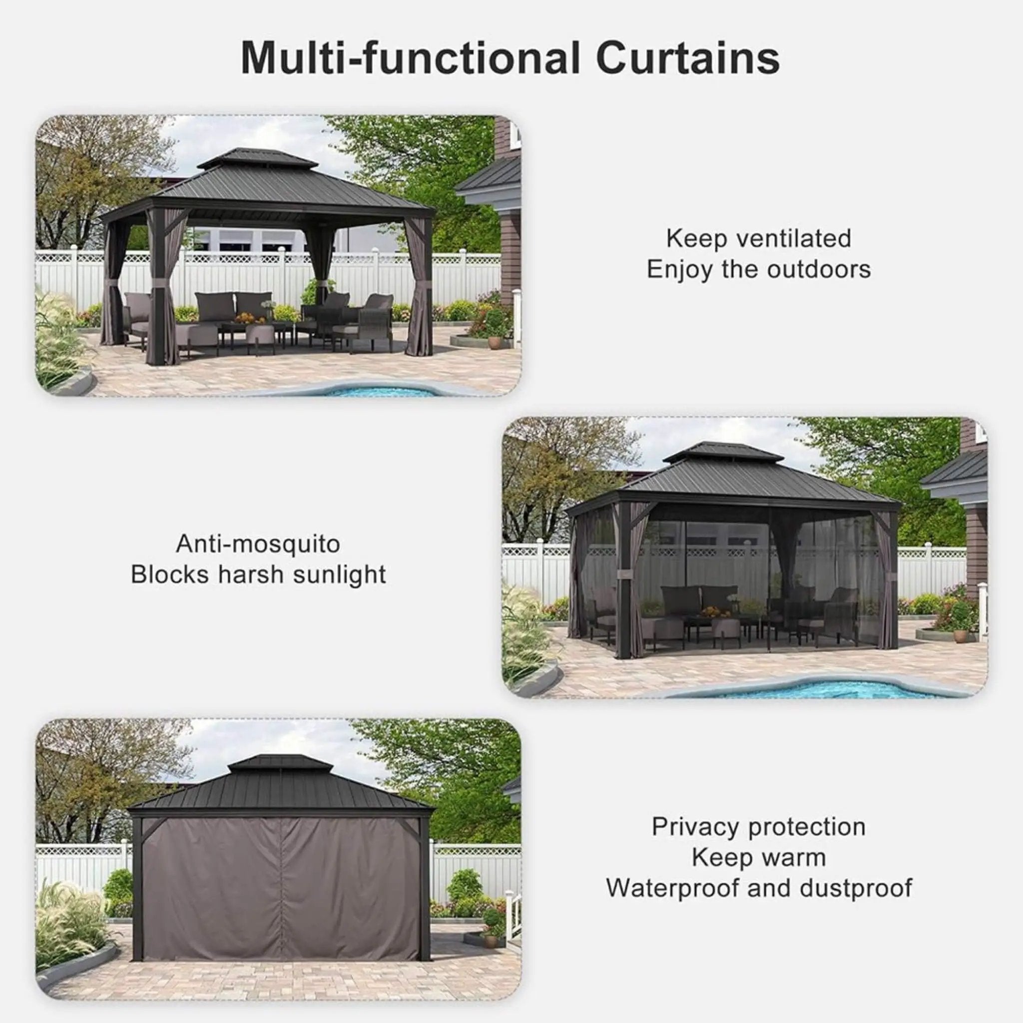 [10X13FT] Alora Large Premium Outdoor Hardtop Aluminum Gazebo With Galvanized Steel Double Roof (SAK74826) by SAKSBY WHOLESALE