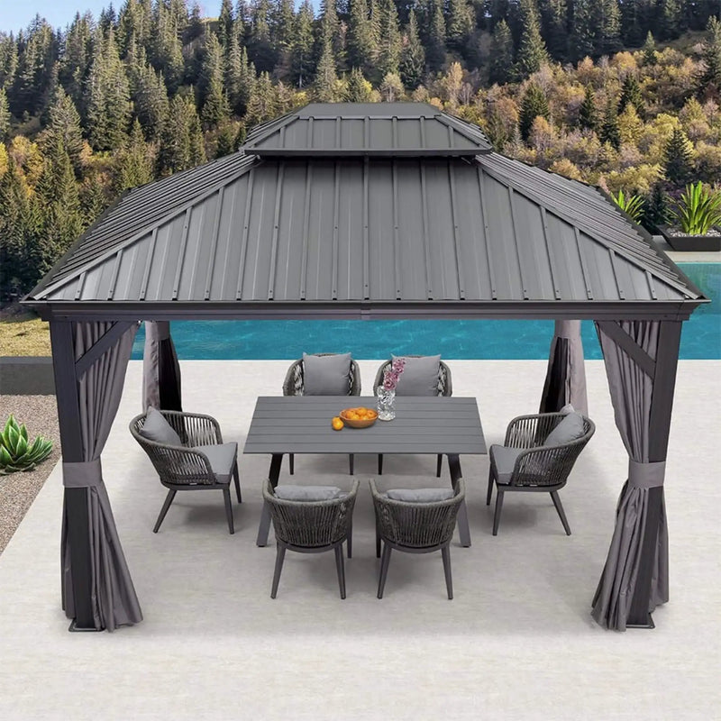 [10X13FT] Alora Large Premium Outdoor Hardtop Aluminum Gazebo With Galvanized Steel Double Roof (SAK74826) by SAKSBY WHOLESALE