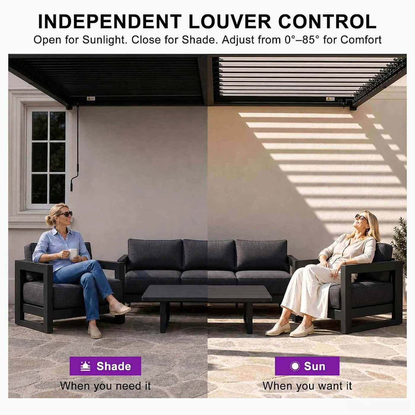[10X14FT] Modern Wall-Mounted Louvered Pergola With Aluminum Frame (SAK30048) by SAKSBY WHOLESALE