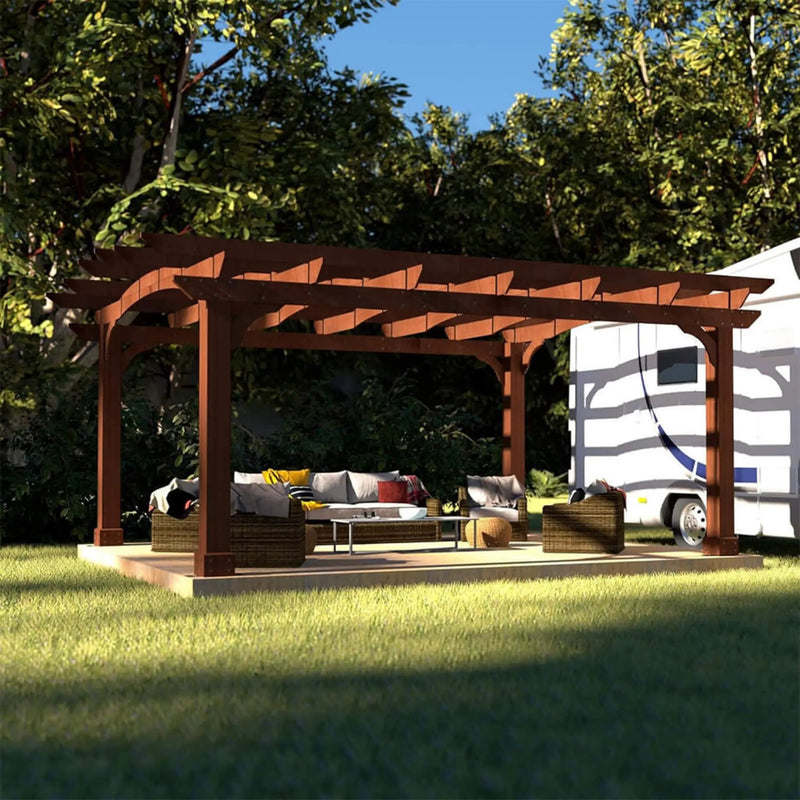 [12X14FT] Alora Luxury Outdoor All-Season Backyard Cedar Wood Gazebo Pergola With Arched Roof And Stakes For Patios (SAK68194) by SAKSBY WHOLESALE