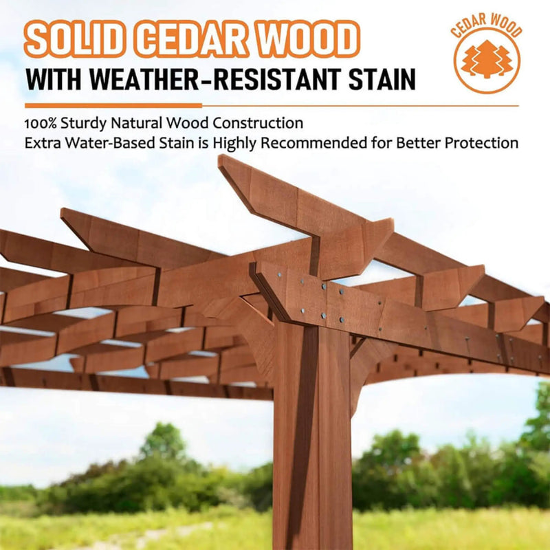 [12X14FT] Alora Luxury Outdoor All-Season Backyard Cedar Wood Gazebo Pergola With Arched Roof And Stakes For Patios (SAK68194) by SAKSBY WHOLESALE