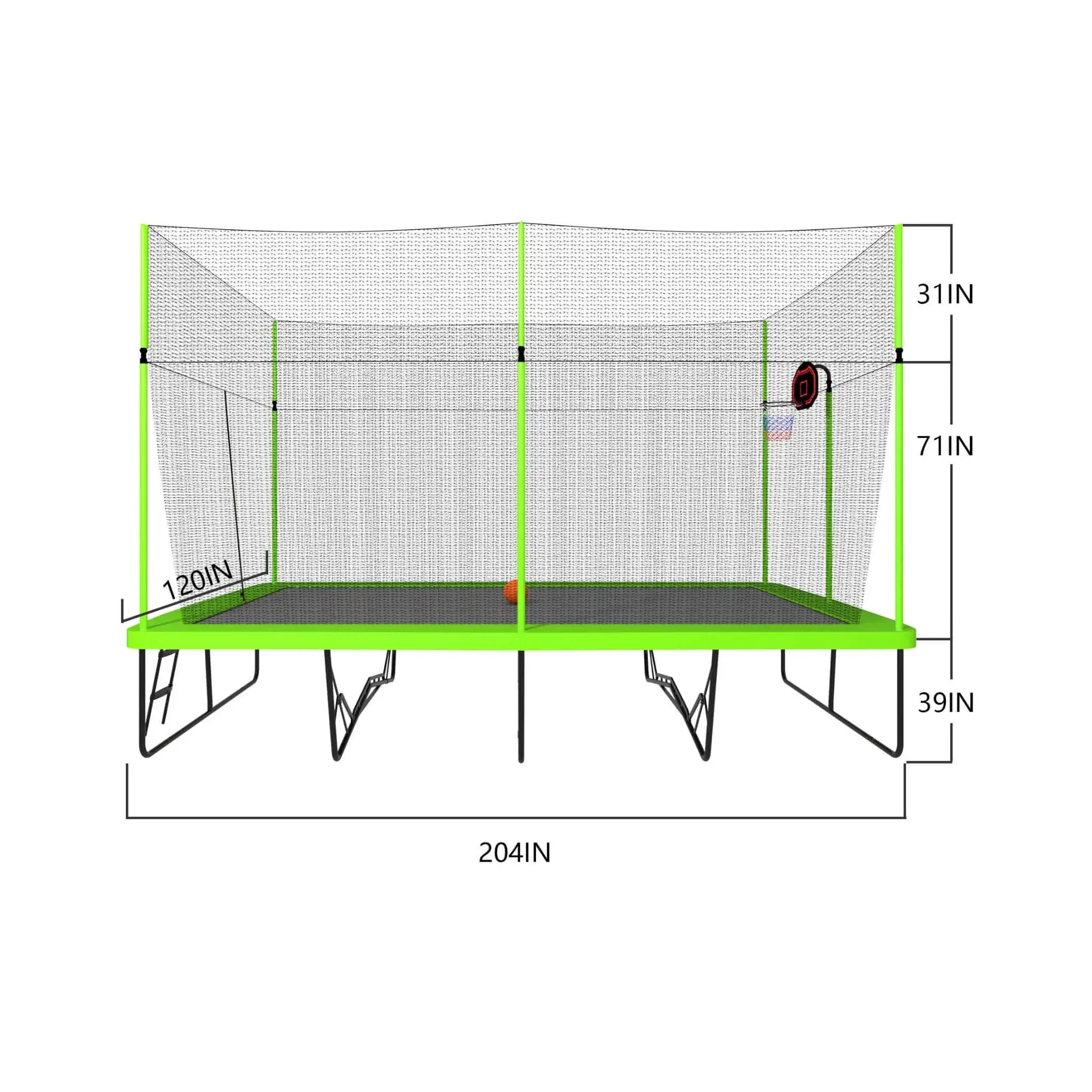 [10X17FT] Large Rectangular Trampoline With Basketball Hoop And Ladder (SAK17482) by SAKSBY WHOLESALE