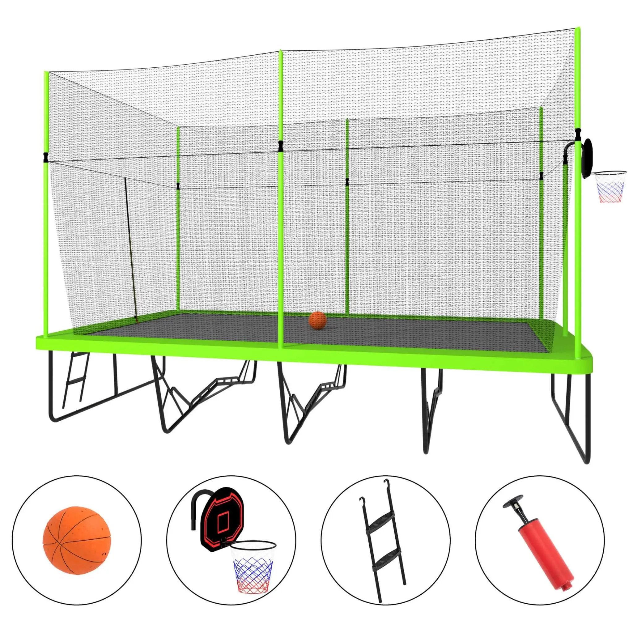 [10X17FT] Large Rectangular Trampoline With Basketball Hoop And Ladder (SAK17482) by SAKSBY WHOLESALE