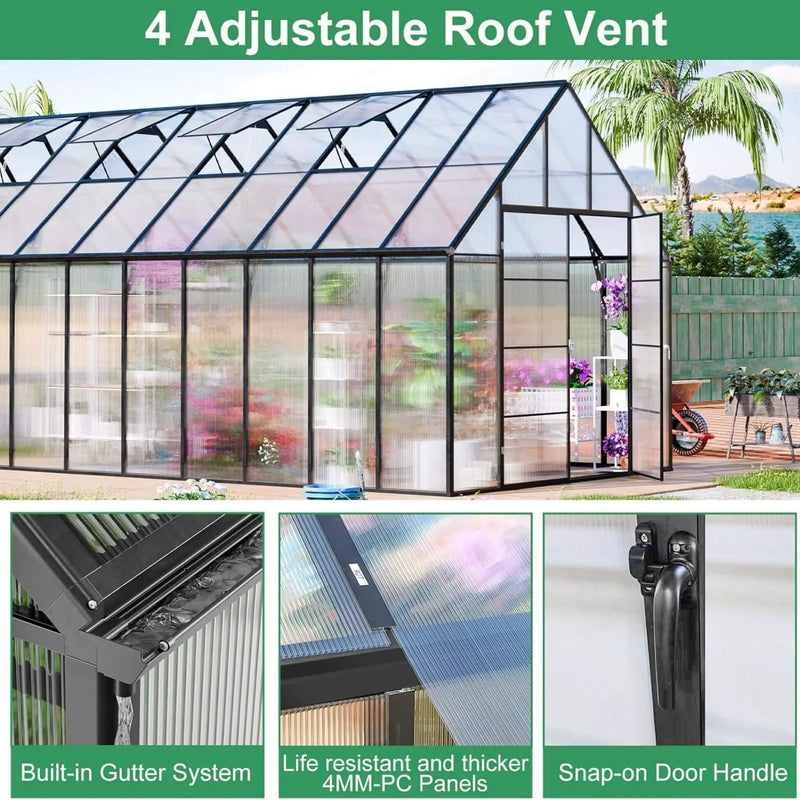 [10X20FT] Extra-Large Heavy-Duty Outdoor Backyard Greenhouse With Adjustable Roof Vents, 4MM (SAK59482) by SAKSBY WHOLESALE