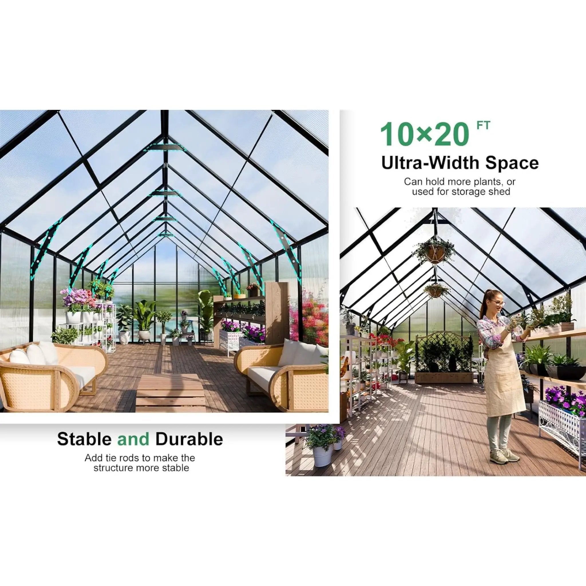 [10X20FT] Extra-Large Heavy-Duty Outdoor Backyard Greenhouse With Adjustable Roof Vents, 4MM (SAK59482) by SAKSBY WHOLESALE