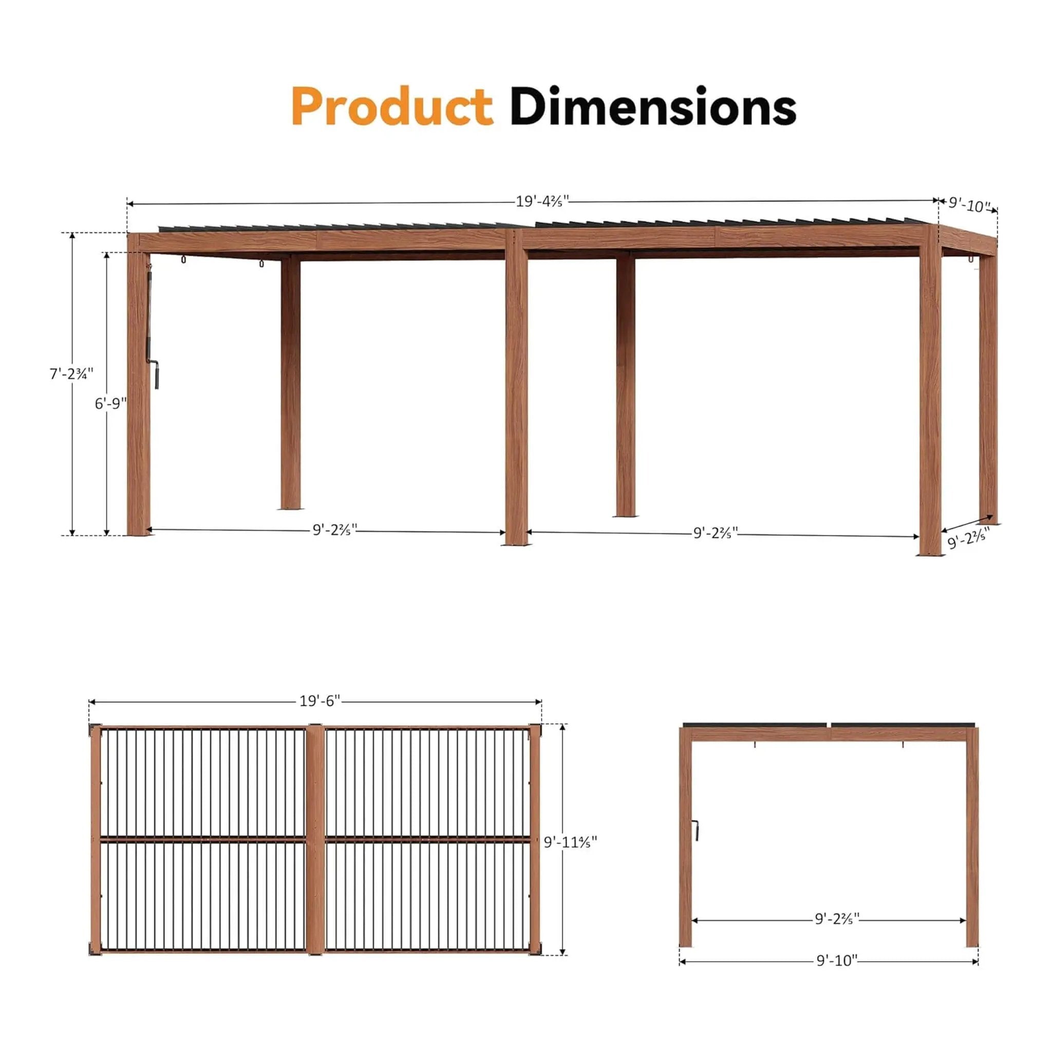 [10X20FT] Alora Heavy-Duty Luxury Outdoor Pergola With Adjustable Louvers And Integrated Drainage (SAK42670) by SAKSBY WHOLESALE
