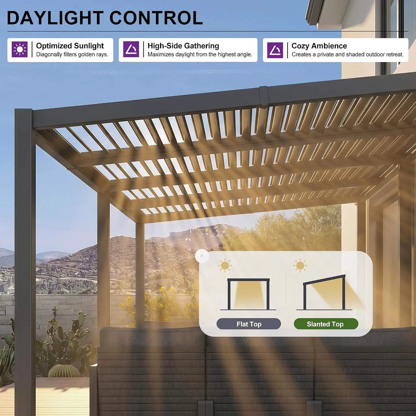 [10X20FT] Modern Louvered Aluminum Pergola With Sloped Roof (SAK12034) by SAKSBY WHOLESALE
