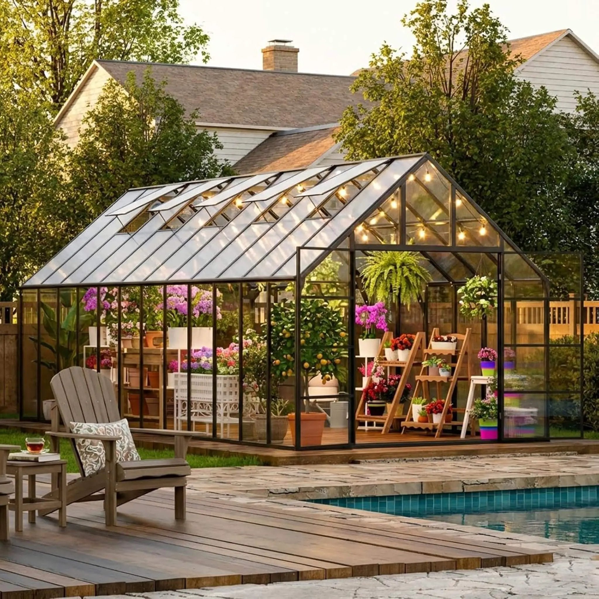 [10X24FT] Heavy-Duty Outdoor Aluminum Polycarbonate Greenhouse With Roof Vents And Swing Doors, 4MM (SAK97032) by SAKSBY WHOLESALE