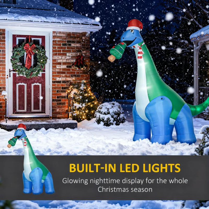 11-Foot Inflatable Christmas Dinosaur with LED Lights, White, photo 3 of 10
