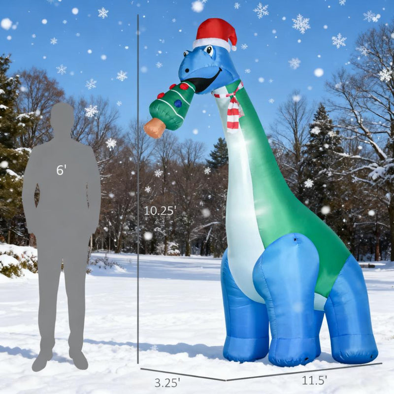 11-Foot Inflatable Christmas Dinosaur with LED Lights, White, photo 5 of 10