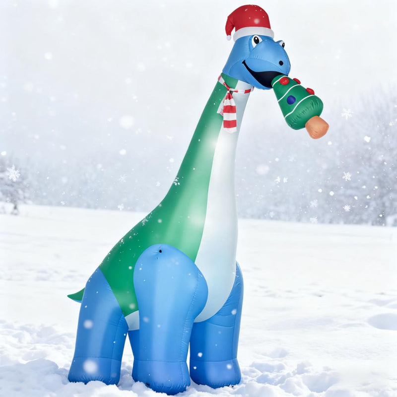 11-Foot Inflatable Christmas Dinosaur with LED Lights, White, photo 9 of 10