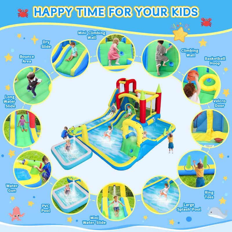 Large 11-In-1 Inflatable Water Park With Slides, Pool, Climbing Wall, And Bounce House (SAK70491) by SAKSBY WHOLESALE