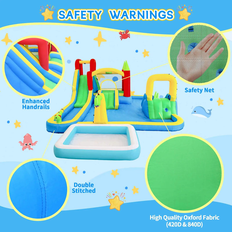 Large 11-In-1 Inflatable Water Park With Slides, Pool, Climbing Wall, And Bounce House (SAK70491) by SAKSBY WHOLESALE