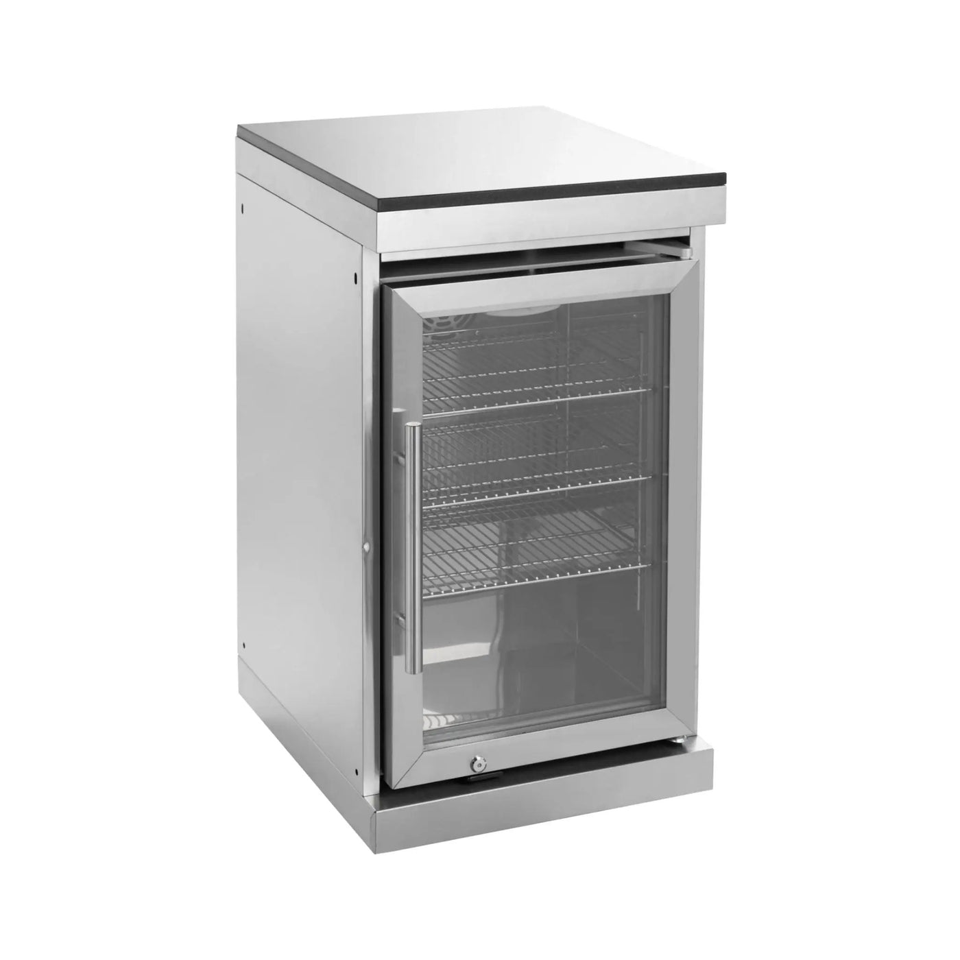Castelle Flame Imperial 110-Inch 4-Burner 72K BTU Deluxe Stainless Steel Outdoor Kitchen Grill Island With Wine Cooler, Rotisserie, Cabinets, And Granite Countertops (SAK94721) by SAKSBY WHOLESALE