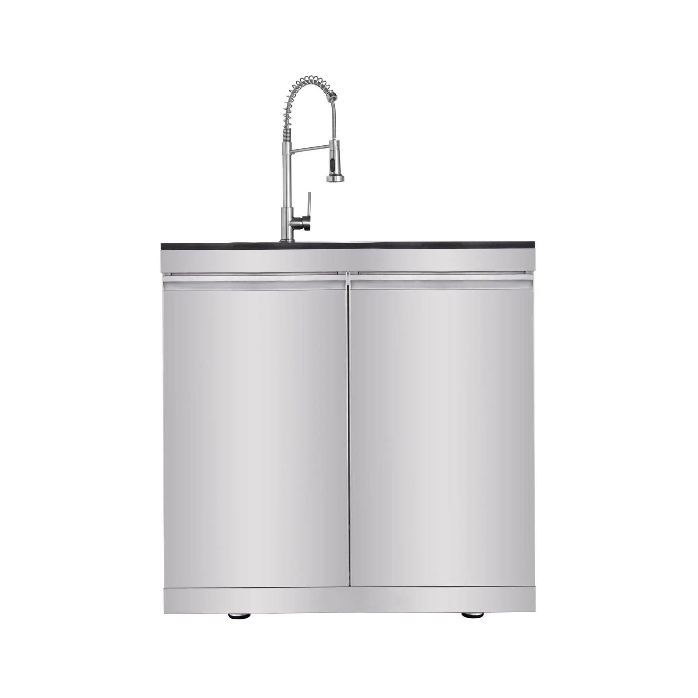 Castelle Flame Imperial 110-Inch 4-Burner 72K BTU Deluxe Stainless Steel Outdoor Kitchen Grill Island With Wine Cooler, Rotisserie, Cabinets, And Granite Countertops (SAK94721) by SAKSBY WHOLESALE